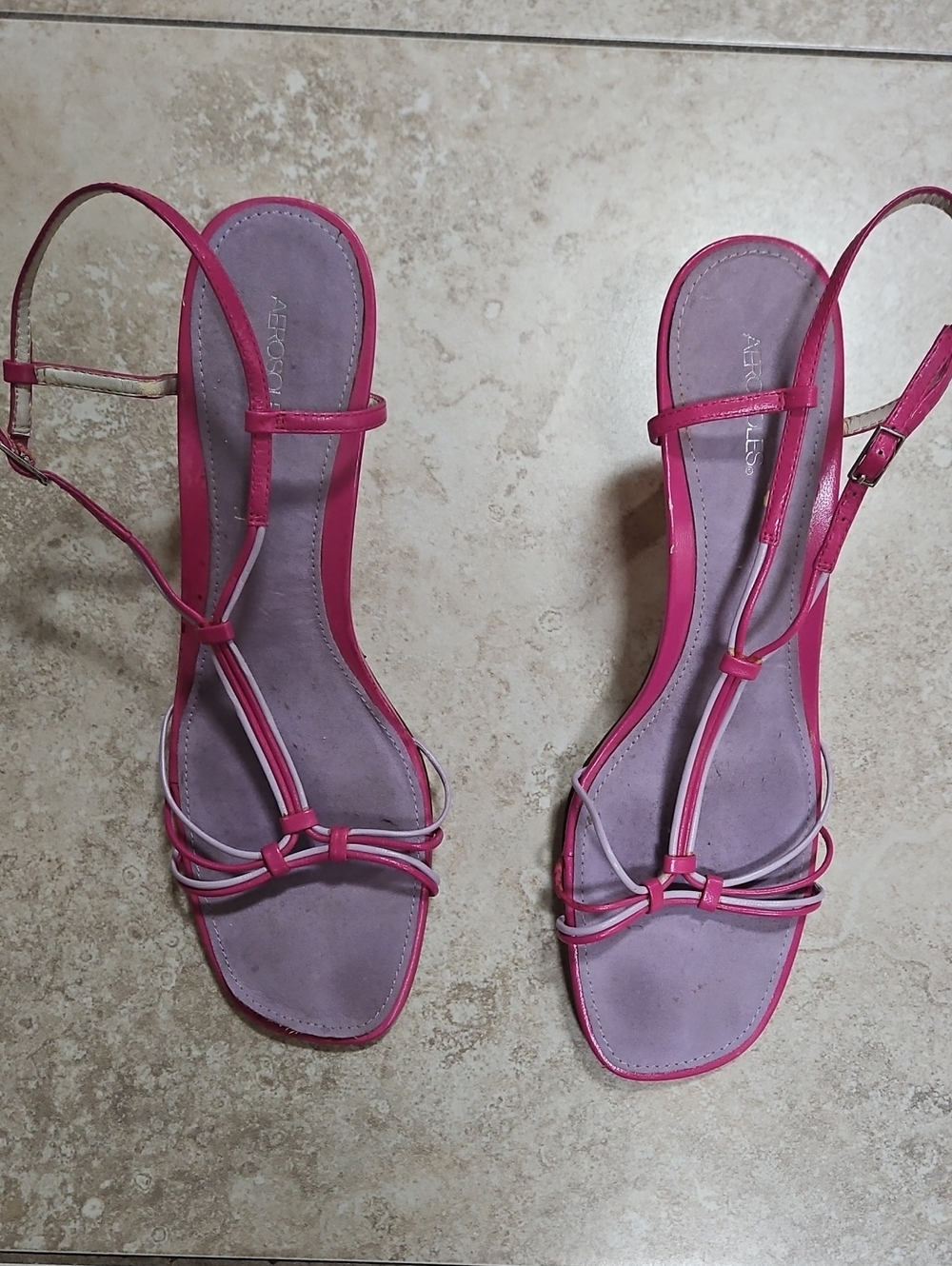 AEROSOLES Hot Pink Multi-Strap Slingback Sandals